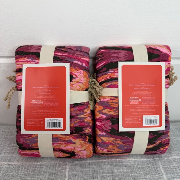 Jungalow Pillow Sham Set of 2  The End of Pages Print Fringe Pillow Cases 20x26" - Picture 3 of 5